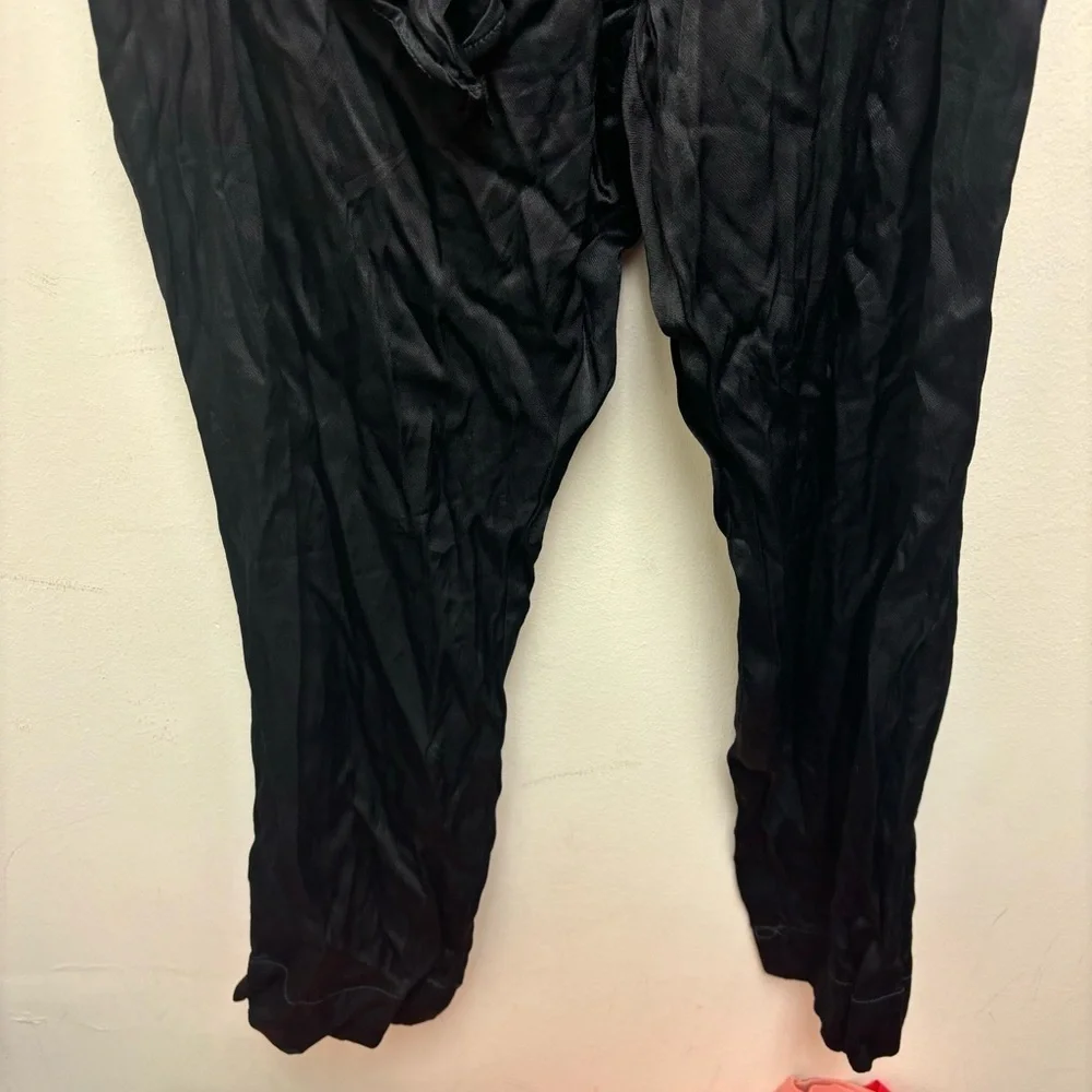 Anthropologie Ett Twa Black Satin Tie-Waist Pants